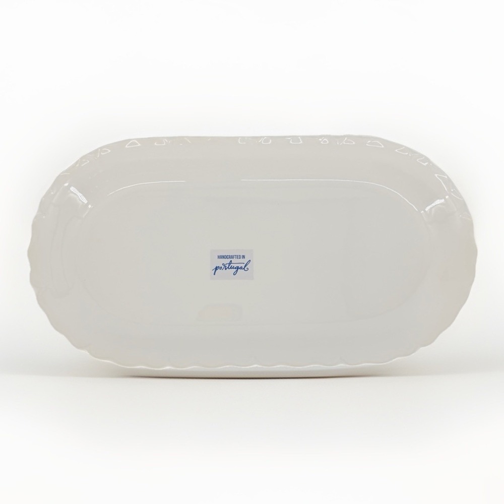 Ceriart Portugal White Oval Serving Platter 15" Scalloped Edge New